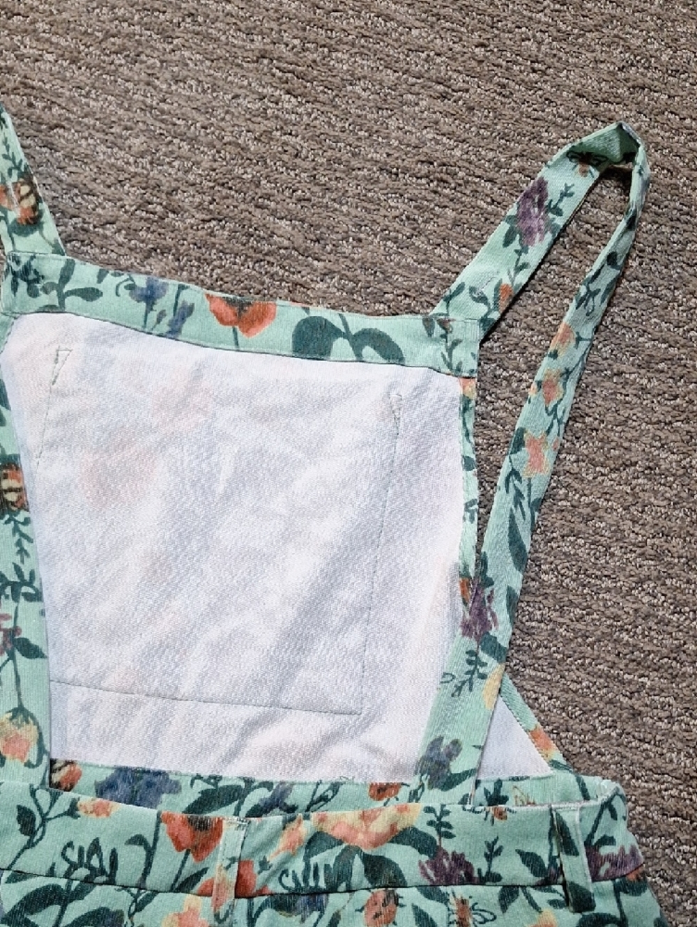 Cider Mint Floral Overalls with Orange Blooms - Picture 9 of 12